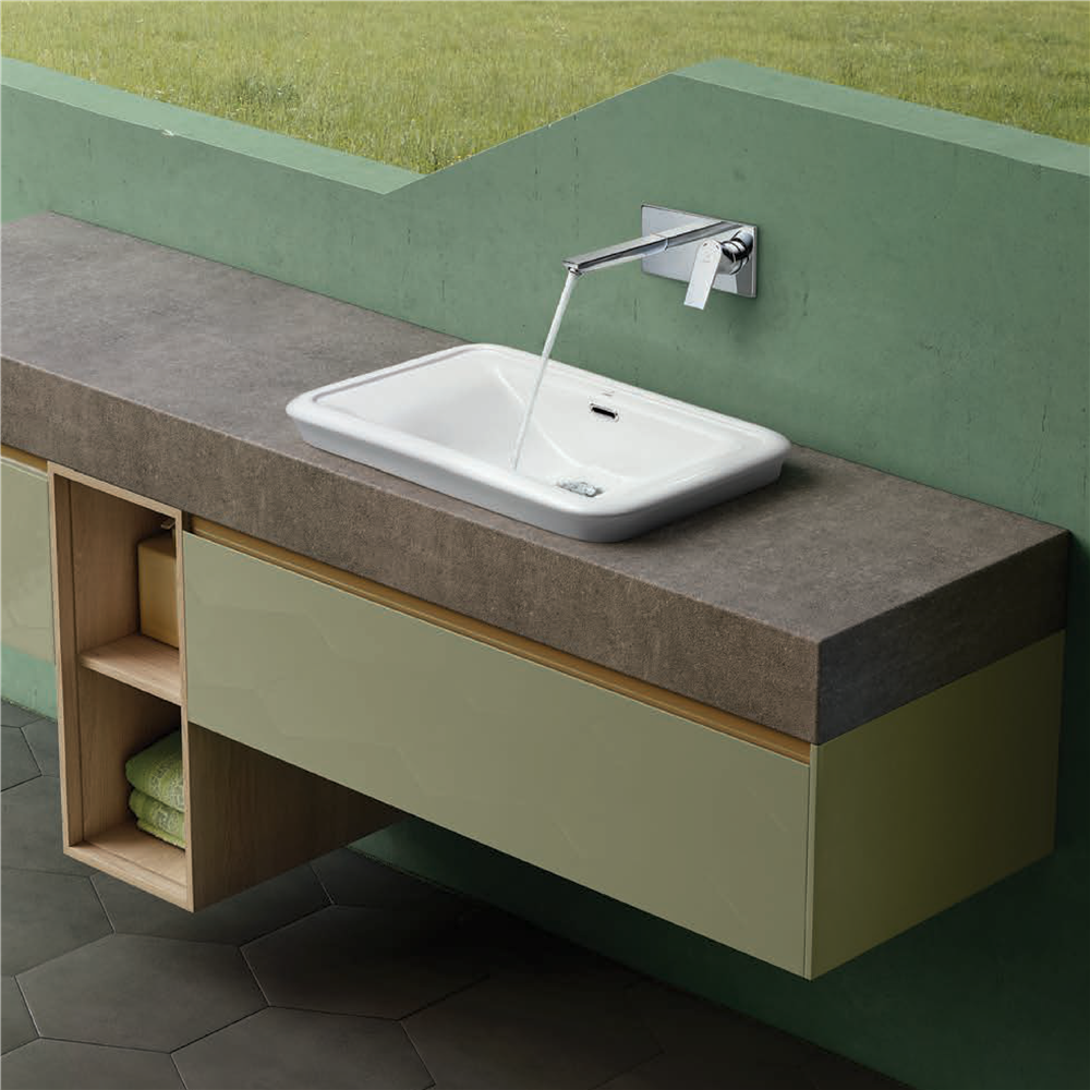 Compact Pedestal Sink with Storage